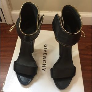 GIVENCHY PLATFORM SANDAL HEELS WITH GOLD ZIPPER